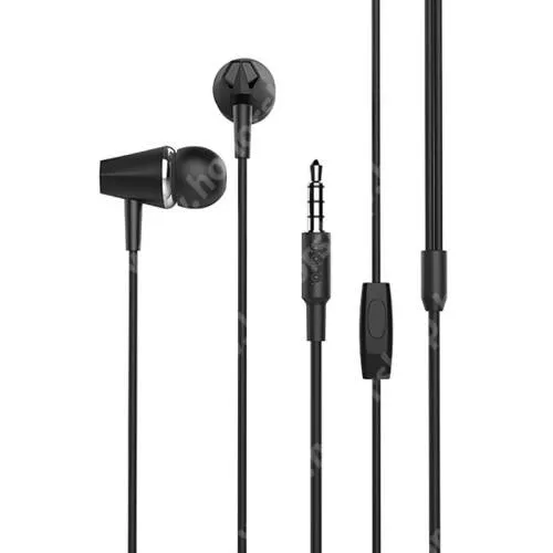 HUAWEI Honor Note 10 HOCO M34 sztereo headset - 3,5mm Jack, mikrofon, felvevő gomb, 1,2 m vezetékkel - FEKETE - GYÁRI