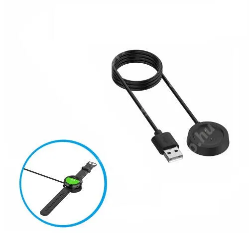  Okosóra töltő - USB mágneses töltő dokkoló, 1m - Xiaomi Amazfit GTR 42mm (1909), Xiaomi Amazfit GTR 47mm (1901) - FEKETE