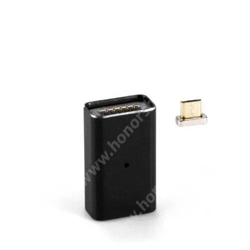 HUAWEI Honor 8S MicroUSB Adapter - MicroUSB-t mágneses microUSB-re alakítja át - porvédőként is használható, alumínium, adatátvitelre is képes - FEKETE