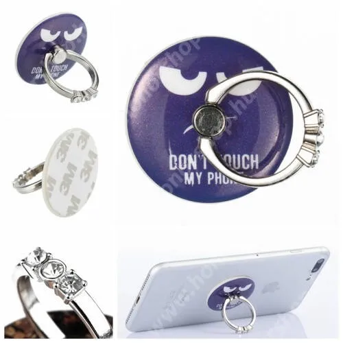 HUAWEI Honor Pad X8a UNIVERZÁLIS fém ujjtámasz, gyűrű tartó - Biztos fogás készülékéhez, strasszkővel díszített - Do Not Touch My Phone MINTÁS