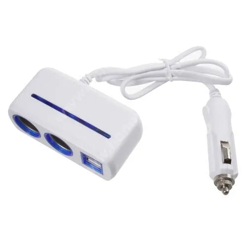 HUAWEI Honor Pad X8a Szivargyújtó töltő / autós töltő elosztó - 2 USB port, 2 extra szivargyújtó, max 120W - FEHÉR