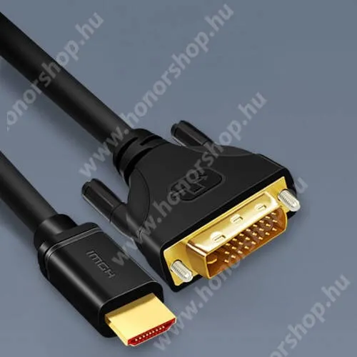 HUAWEI Honor Note 10 HDMI-DVI-D KÁBEL - v1.4 HDMI dugó, 4K 1080P támogatás, 3m hosszú, aranyozott csatlakozók  - FEKETE