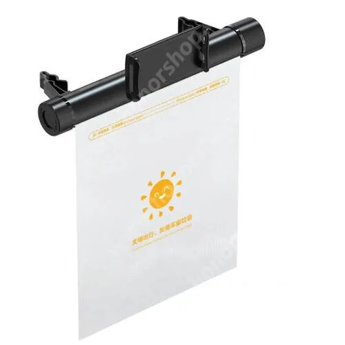  UNIVERZÁLIS gépkocsi / autós tartó / szemetes zsák - 360°-ban forgatható, fejtámlára rögzíthető tartóval, szemetes zsák mérete: 260 x 215mm - FEKETE