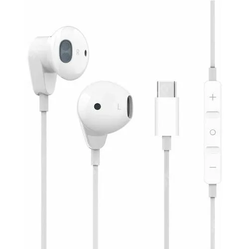 HUAWEI Honor X5b Plus UNIVERZÁLIS SZTEREO HEADSET / James bond - Type-C, mikrofon, felvevő gomb, hangerőszabályzó gomb, 1.2 m hosszú vezeték, zajszűrő - FEHÉR