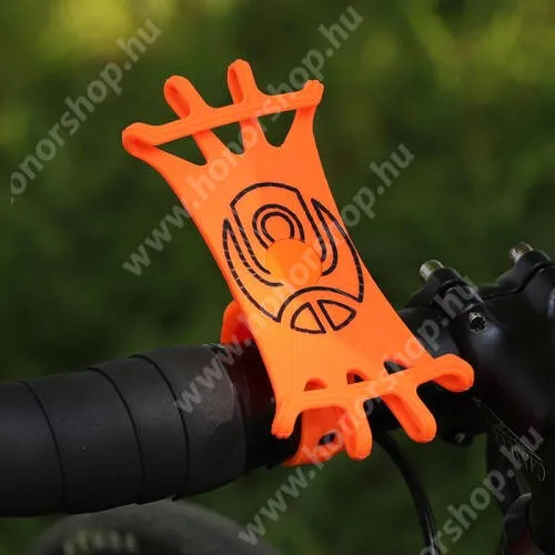Vivo Y31s 5G WEST BIKING UNIVERZÁLIS biciklis / kerékpáros tartó konzol mobiltelefon készülékekhez - NARANCSSÁRGA - 360°-ban forgatható, kormányra rögzíthető, szilikon, 65mm x 125mm