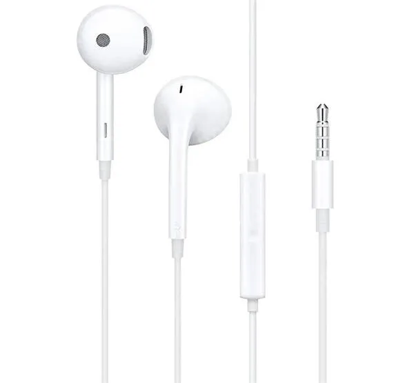 HUAWEI Honor 10X Lite OPPO headset / fülhallgató SZTEREO - 3.5mm jack, mikrofon, felvevő gomb - FEHÉR - B892 / B516 / I1692 - GYÁRI