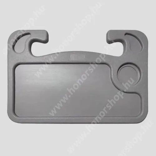 Vivo Y31s 5G UNIVERZÁLIS étkezőasztal / laptop tartó / tálca autóba - kormányra rögzíthető, pohártartó, 560g, 425 x 285 x 25 mm - SZÜRKE