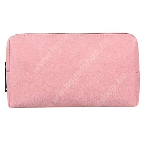 HUAWEI Honor Note 10 UNIVERZÁLIS fekvő tok / táska - RÓZSASZÍN - szövet, fülhallgatók, kábelek, pendriveok, powerbankok számára ideális, cseppálló, cipzár, hordozható - 190 x 110 x 40mm