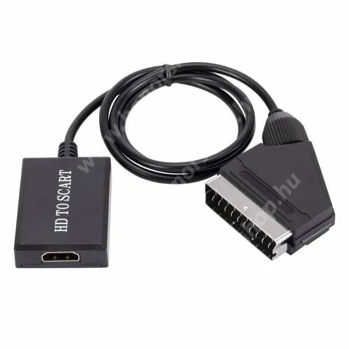 Vivo Y31s 5G HDMI / SCART adapter - HDMI digitális jelet alakítja át SCART analóg jelre, támogatja az 1080P és a 720P kimentet, microUSB táp csatlakozó, 70cm hosszú - FEKETE