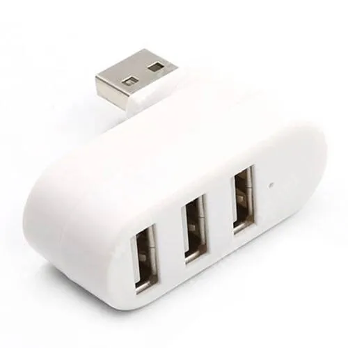 Vivo Y31s 5G Hordozható 3 portos USB hub / elosztó - inpt: 1 x USB 2.0 (180°-ban elforgatható), out: 3 x USB 2.0 port 480Mbps, méret: 50 x 18 x 43 mm - FEHÉR