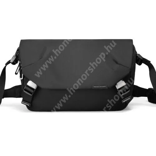HUAWEI Honor X5b Plus Mark Ryden™ stílusos férfi crossbody, melltáska, válltáska - ELIT FEKETE - vízálló oxford szövet, cipzár, csat, 85-130cm-ig állítható pánt, 7" méretű készülék bele fér, 30 x 20 x 9 cm  - MR8109 - GYÁRI