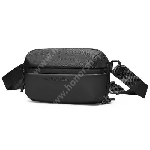 Vivo Y31s 5G Mark Ryden™ stílusos férfi crossbody, melltáska, övtáska - FEKETE - vízálló oxford szövet, cipzár, állítható pánt, 7" méretű készülék bele fér, 26 x 16 x 5cm - MR8712 - GYÁRI