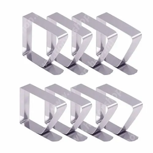 HUAWEI Honor X7a (RKY-LX1/LX2) UNIVERZÁLIS asztalterítő leszorító csipesz szett - 8db, rozsdamentes acél, csúszásmentes, ≤3 cm vastagságú asztalokhoz, 4.3 x 5cm - EZÜST