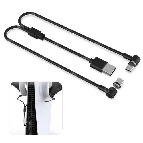 Vivo Y31s 5G DOBE TP5-2520 SONY PS VR2 / kontroller / fejhallgató-hoz töltő kábel 2 az 1-ben - USB / Mágneses elágazó Type-C kábel - 90°-os derékszögű, 80cm hosszú, egyszerre 2 Sense  / Joystick vezérlő tölthető vele! - FEKETE  - GYÁRI