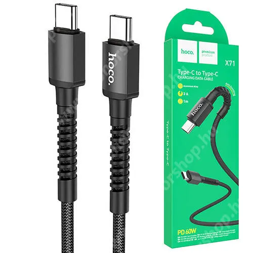 Vivo Y31s 5G HOCO X71 ESPECIAL adatátvitel adatkábel és töltő - Type-C / Type-C, 20V/3A, 60W, 1m hosszú, törésgátló, PD gyorstöltés támogatás - FEKETE - GYÁRI