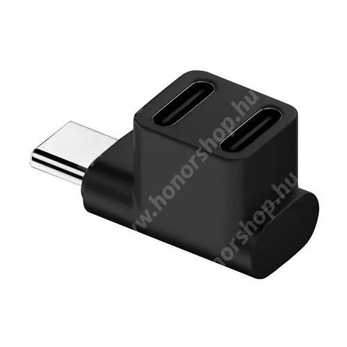 HUAWEI Honor Note 10 UNIVERZÁLIS Type-C adapter - USB3.1 Type-C-t alakítja át 90°-os derékszögű Type-C csatlakozókra, USB2.0, USB3.1, 4K60Hz támogatás, 10Gbps adatátviteli sebesség, PD gyorstöltés támogatás - FEKETE