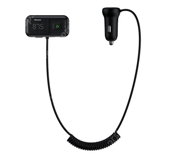 HUAWEI Honor X30 BASEUS S-16 / E01 bluetooth FM transmitter és autós töltő - FEKETE - 2 x USB aljzat, 5V/3.1A, microSD olvasó, AUX, spirálkábel - CCTM-E01 - GYÁRI