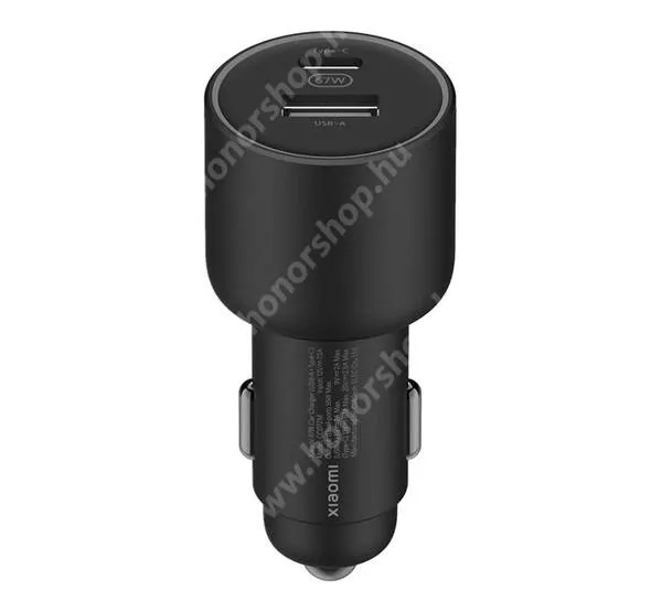 HUAWEI Honor Tablet V7 Pro XIAOMI Mi autós töltő USB aljzat / Type-C aljzat - FEKETE - 5V / 2A, 67W, PD gyorstöltés támogatás + Type-C kábel - BHR6814GL - GYÁRI