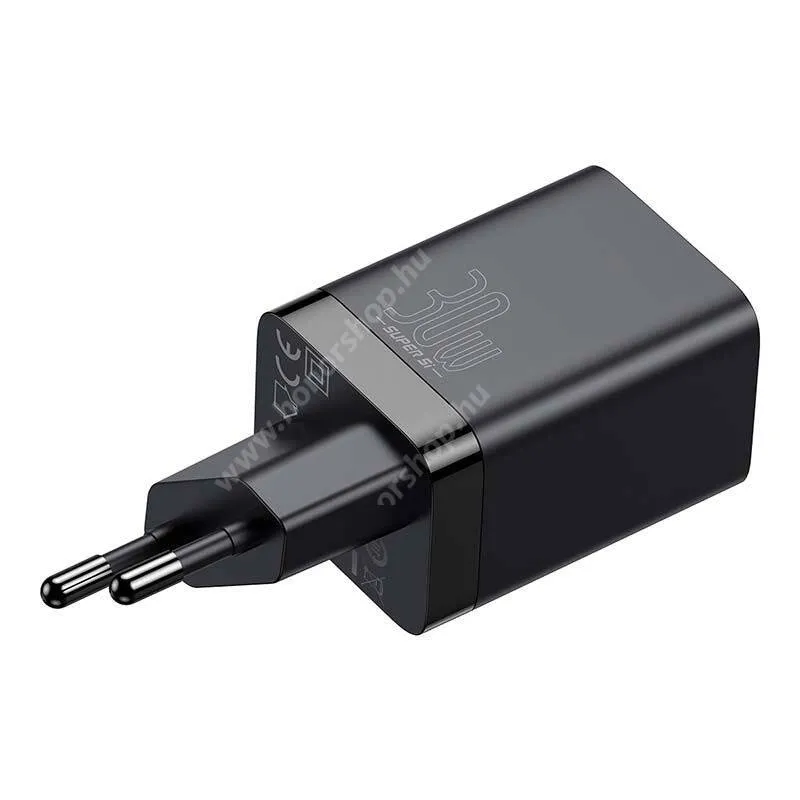Vivo Y31s 5G BASEUS SUPER SI PRO hálózati töltő - FEKETE - 20V/1,5A, QC 3.0, PD 3.0 gyorstöltés támogatás, 30W, 1 x Type-C, 1 x USB-A aljzat, KÁBEL NÉLKÜL! - CCSUPP-E01 - GYÁRI