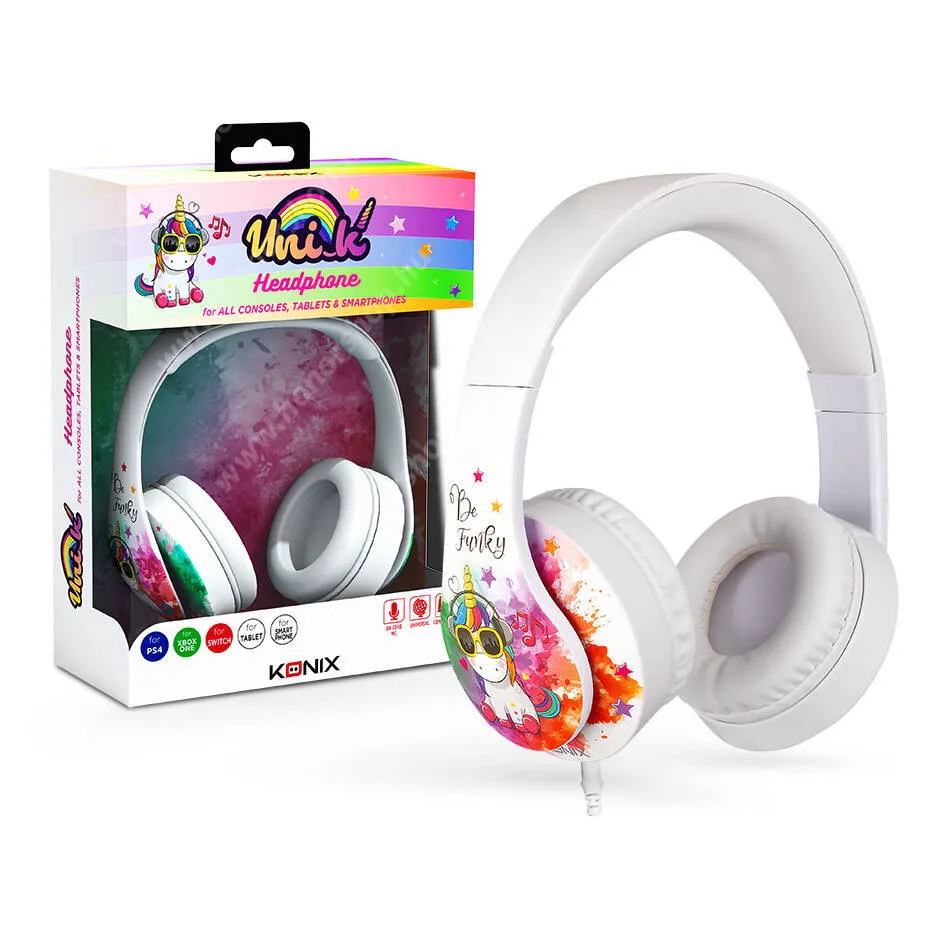 Vivo Y31s 5G KONIX UNIK BE FUNKY gamer headset / fejhallgató - FEHÉR - 3,5mm Jack, mikrofon, 1,2m vezeték, 50mm-es hangszórók - GYÁRI