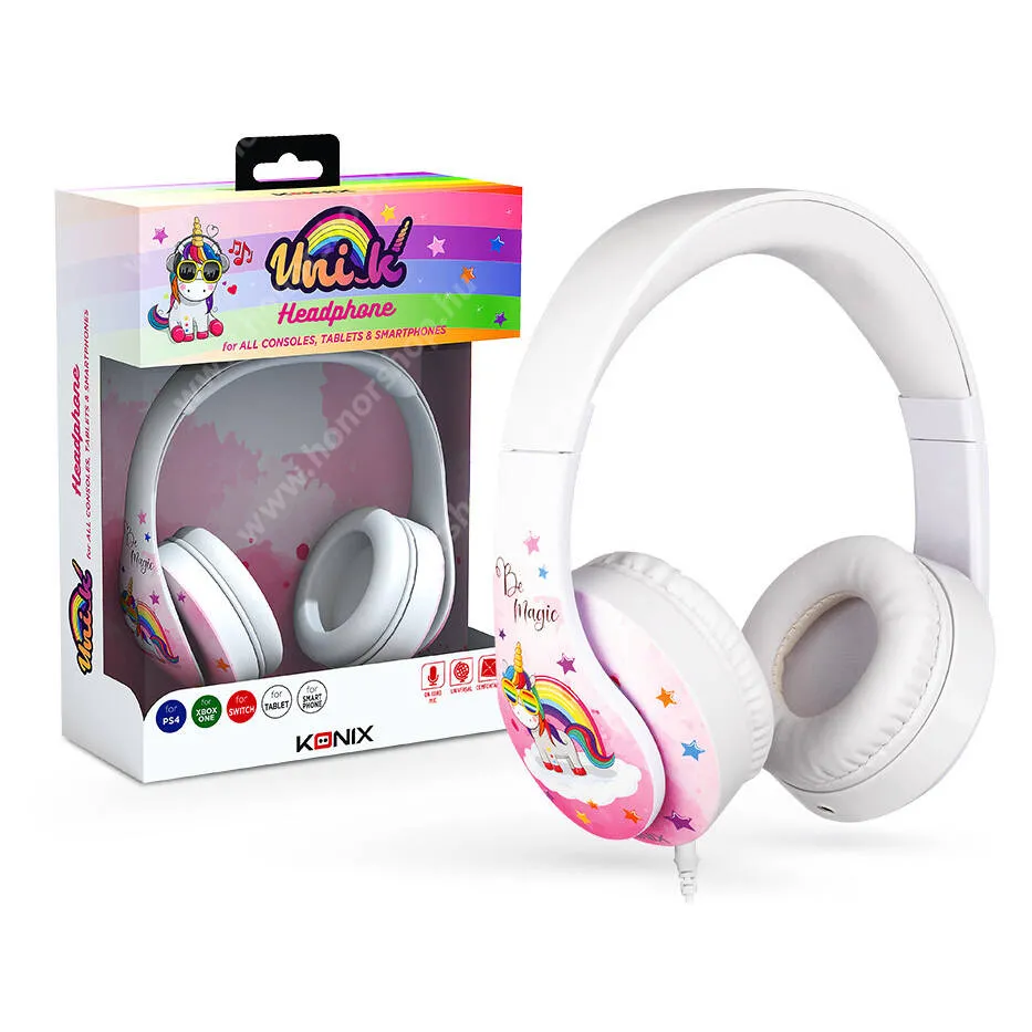 HUAWEI Honor Note 10 KONIX UNIK BE MAGIC gamer headset / fejhallgató - FEHÉR - 3,5mm Jack, mikrofon, 1,2m vezeték, 50mm-es hangszórók - GYÁRI