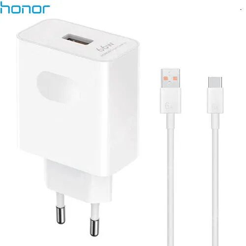 HUAWEI Honor X5b Plus HONOR hálózati töltő - FEHÉR - 1 x USB aljzat, 66W, HUAWEI SuperCharge (SCP A, SCP B), QC gyorstöltés támogatás + 1m USB / Type-C kábel - HN-110600E00 - GYÁRI