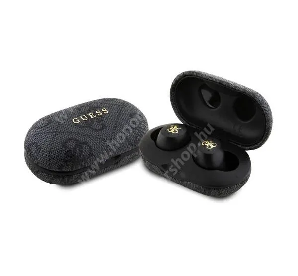  GUESS METAL LOGO bluetooth fülhallgató, headset - FEKETE - Sztereo, v5.3, TWS, mikrofon, zajszűrő, IPX5 vízálló, töltőtok - GUTWSP4EGK - GYÁRI
