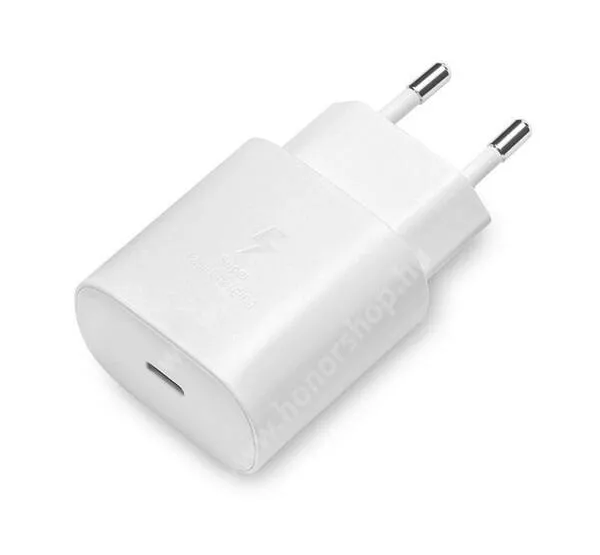 HUAWEI Honor X5b Plus SAMSUNG hálózati töltő - Type-C aljzattal, 25W, PD gyorstöltés támogatás, KÁBEL NÉLKÜL! - FEHÉR - EP-TA800XWEGWW - GYÁRI