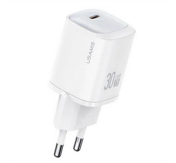 Vivo Y31s 5G USAMS CC251 hálózati töltő - 1x Type-C aljzattal, GaN, 30W, PD gyorstöltés támogatás, KÁBEL NÉLKÜL! - FEHÉR - CC251TC02 - GYÁRI