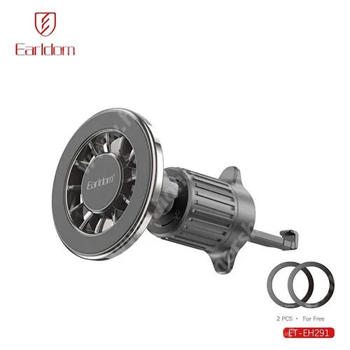 HUAWEI Honor Note 10 EARLDOM ET-EH291 autós tartó, 360°-ban forgatható, Mágneses, MagSafe támogatás, Szellőzőrácsra rögzíthető, Fémlappal, Fekete