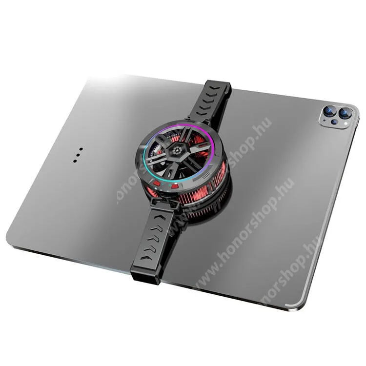 HUAWEI Honor X5b Plus UNIVERZÁLIS mágneses telefon, tablethűtő, 3800 rpm, Type-C port, Állítható bölcső, RGB LED világítás, 24W, Fémlappal, Fekete