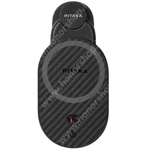 HUAWEI Honor Note 10 Tesla Model 3, Y-hoz Pitaka MagEz Car Mount Pro 2 autós tartó, 360°-ban forgatható, Mágneses, MagSafe támogatás, 15W Qi töltés támogatás, Beépített NFC chipek, Karbon minta, Fekete