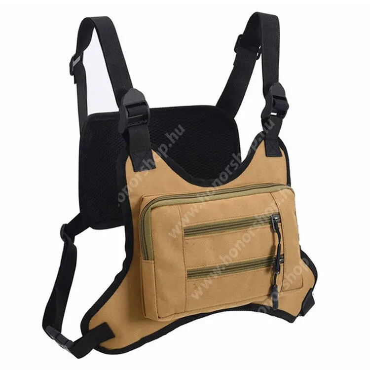 HUAWEI Honor X5b Plus Taktikai mellény, Melltáska, Cseppálló poliészter szövet, Szabadtéri tevékenységhez, Túrázáshoz, Vadászathoz, Túlélőtáska, Cipzár, 220x150x40mm, Khaki