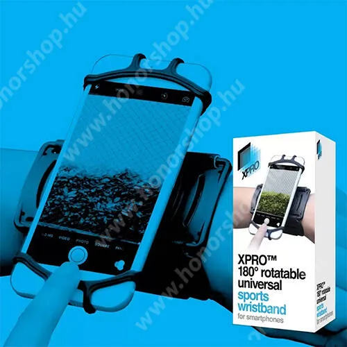 HUAWEI Honor Note 10 Univerzális Sport tok, Karpánt, Csuklópánt, 360°-ban forgatható, Csúszásgátló szilikon tartó, Állítható, Fekete
