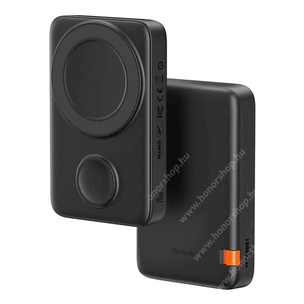 Evolveo StrongPhone X4 Mcdodo power bank, Vésztöltő, 1 x USB-C aljzat, 10000mAh, 20W, PD3.0, QC3.0 gyorstöltő, LED kijelző, 15W MagSafe, 2,5W Apple watch Qi vezeték nélküli töltés,  MC-1461, Fekete