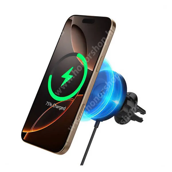 HUAWEI Honor Note 10 Spigen OneTap Pro4 autós telefontartó, Magsafe, Mágneses, Szellőzőre rögzíthető, 15W Qi2 vezeték nélküli gyorstöltés, ACP08542, Fekete